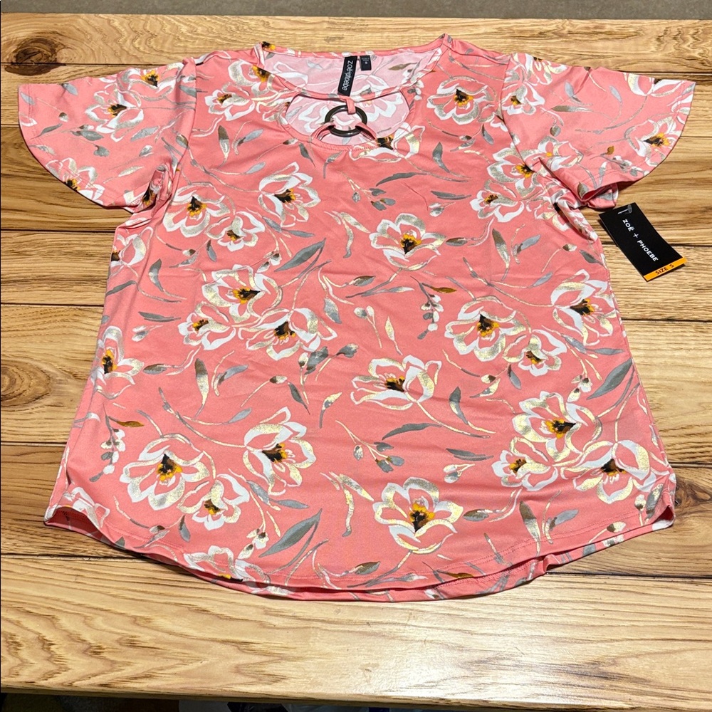 Zoe & Phoebe Pink Floral Women's Blouse NWT